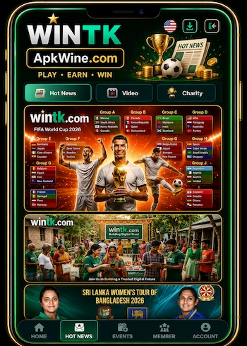 WINTK APK official download page for cricket, football and gaming